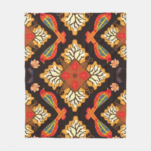 Couverture Polaire Batik indonésien : motif de la faune de la flore.