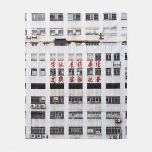 COUVERTURE POLAIRE BÂTIMENT MULTISTORY GRAY AVEC SCRIPT ORIENTAL ROUG