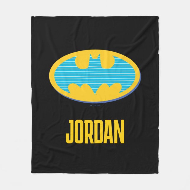 Couverture Polaire Batman | Symbole Cyan Stripes (Devant)