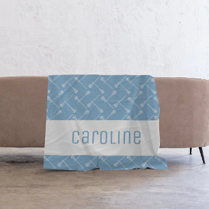 Couverture Polaire Bâtons blancs en crosse bleu poudre à motifs