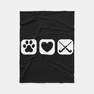 Couverture Polaire Bâtons de hockey sur gazon Amour de patte de chien
