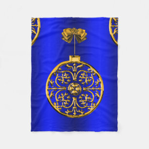 Couverture Polaire Baubles de Noël en bleu