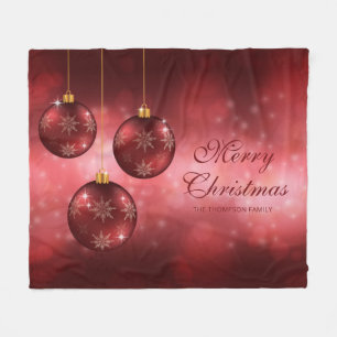 Couverture Polaire Baubles de Noël Festif Rouge Avec Texte Personnali