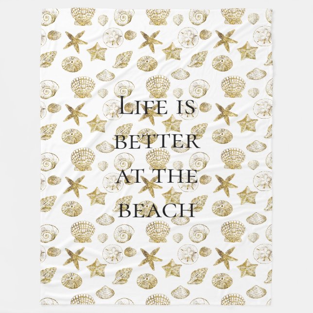 Couverture Polaire Beach Gold Sea Shells (Devant)