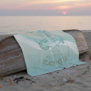 Couverture Polaire Beach House Ancre nautique et corde Aqua ID623