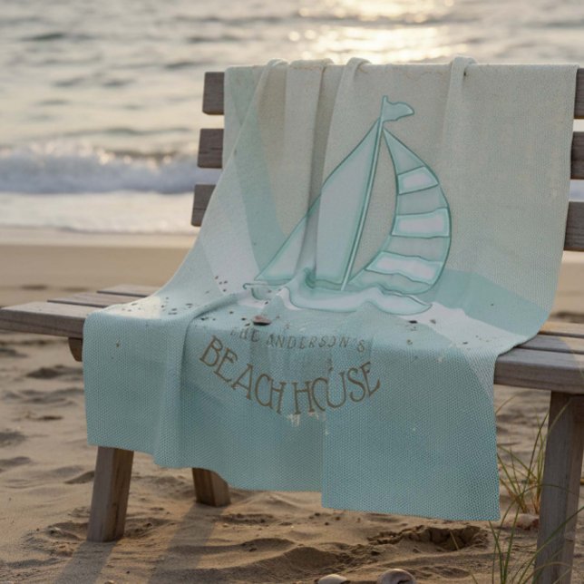 Couverture Polaire Beach House Nautical Voilier Aqua Blue ID623 (Créateur téléchargé)