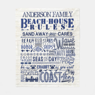 Couverture Polaire Beach House Rules Coastal Blue Famille personnalis