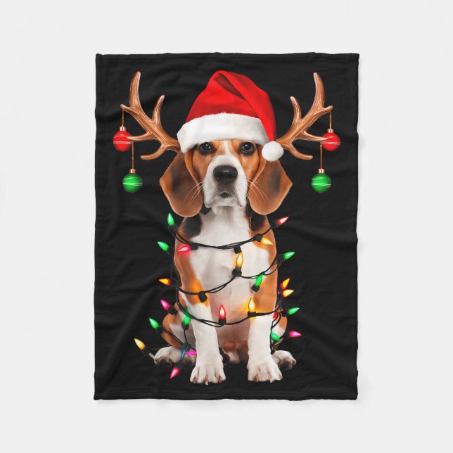 Couverture Polaire Beagle Christmas Tree Shirt Beagle Santa Hat Lover (Devant)