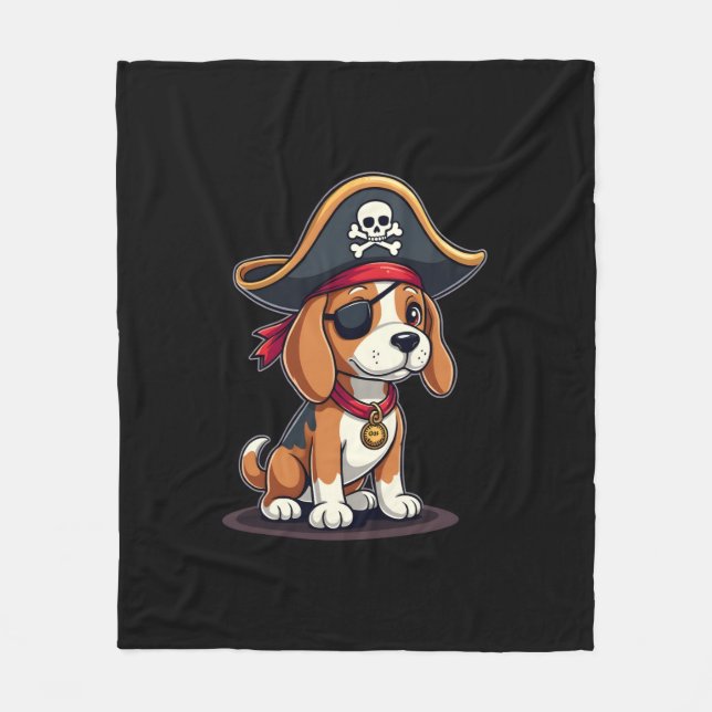 Couverture Polaire Beagle Costume de pirate Jolly roger Drapeau Croix (Devant)