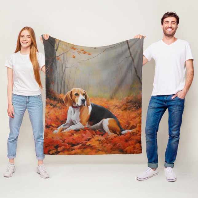 Couverture Polaire Beagle en automne Leaves automne Inspire (En situation)