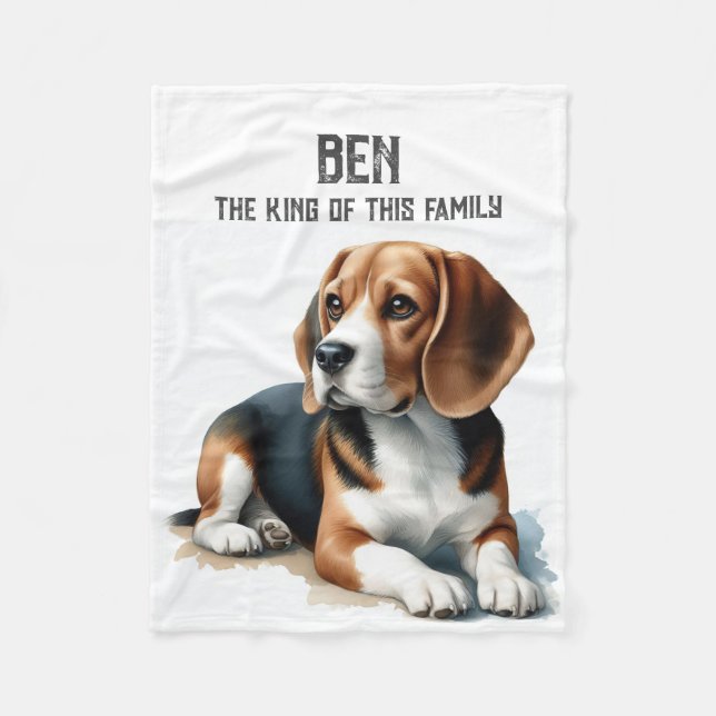 Couverture Polaire Beagle - LE ROI DE CETTE FAMILLE (Devant)