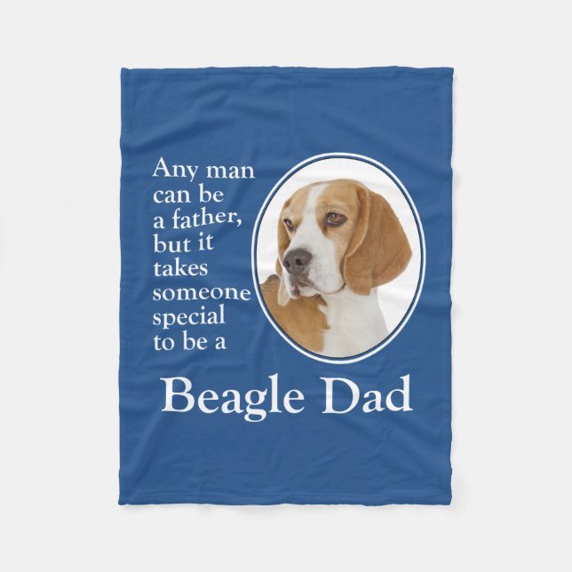 Couverture Polaire Beagle Papa Fleece Blanche (Devant)