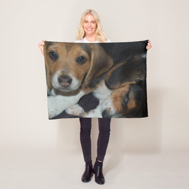 Couverture Polaire Beagle Puppies Blanche polaire (En situation)
