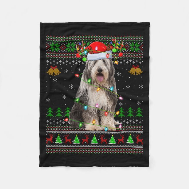 Couverture Polaire Bearded Collie Dog Ugly Christmas Sweater Holiday  (Devant)
