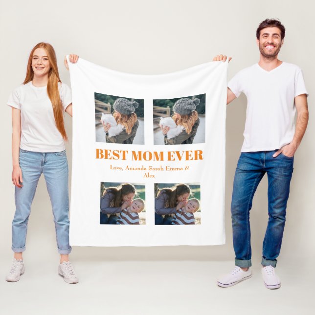 Couverture Polaire Beat Mom Ever Custom 4 photo Collage (En situation)
