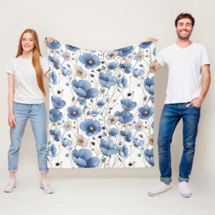 Couverture Polaire Beau bleu clair fleuri
