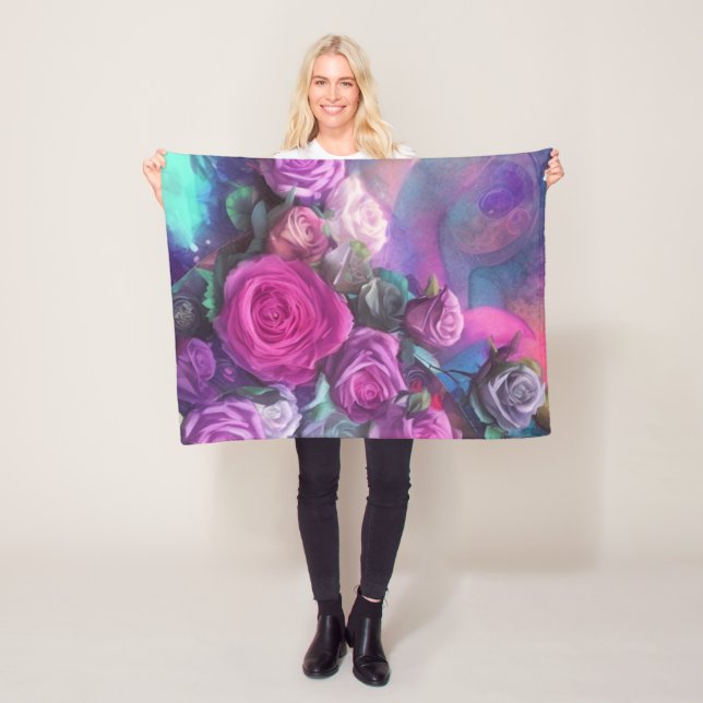 Couverture Polaire Beau bouquet de rose (En situation)
