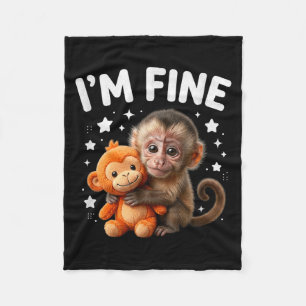 Couverture Polaire Beau ciel étoilé mignon bébé singe étreinte art sa