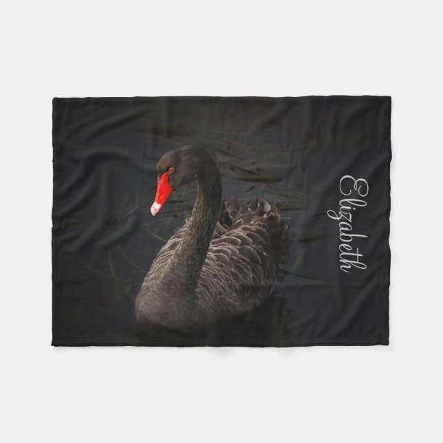 Couverture Polaire Beau cygne noir personnalisé (Devant (Horizontal))