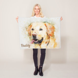 Couverture Polaire Beau Labrador jaune abstrait