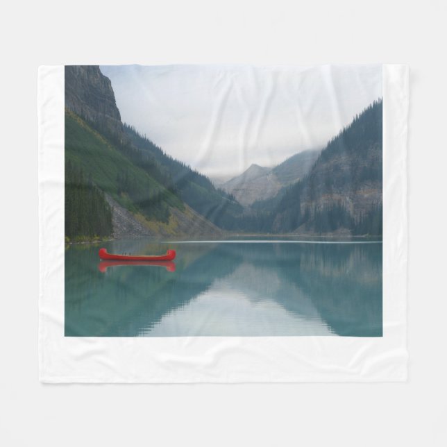 Couverture Polaire Beau Lac paisible Canot en canot rouge (Devant (Horizontal))