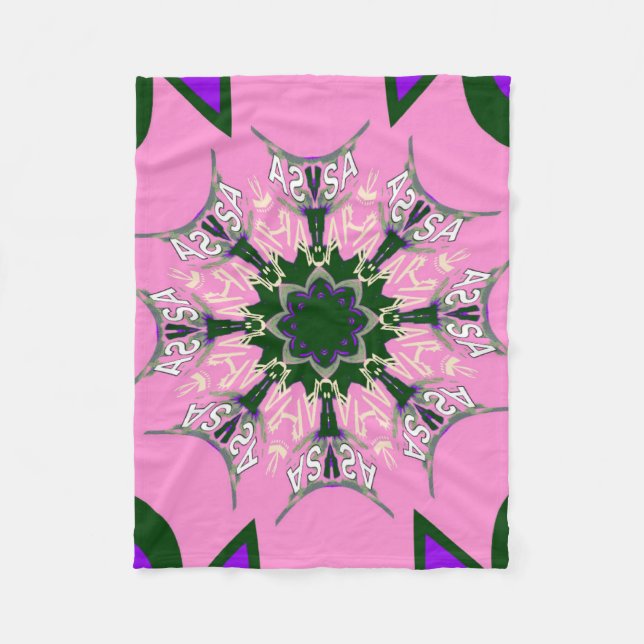 Couverture Polaire Beau motif de teinte violet rose bébé monogramme (Devant)