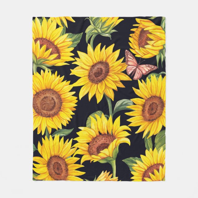 Couverture Polaire Beau motif de tournesols (Devant)