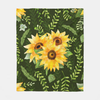 Couverture Polaire Beau motif transparent avec tournesol brillant h