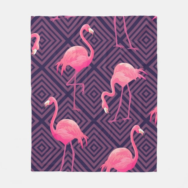 Couverture Polaire Beau motif tropical transparent avec flamme rose (Devant)