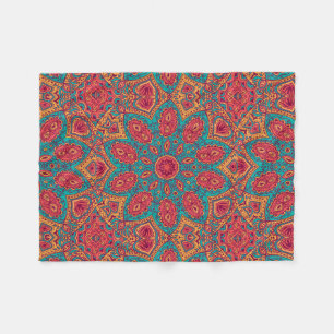 Couverture Polaire Beau rose Turquoise orange Zen Motif