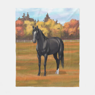 Couverture Polaire Beau Stallion Cheval du Quartier Noir