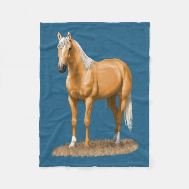 Couverture Polaire Beau Stallion Cheval Palomino Quarter (Devant)