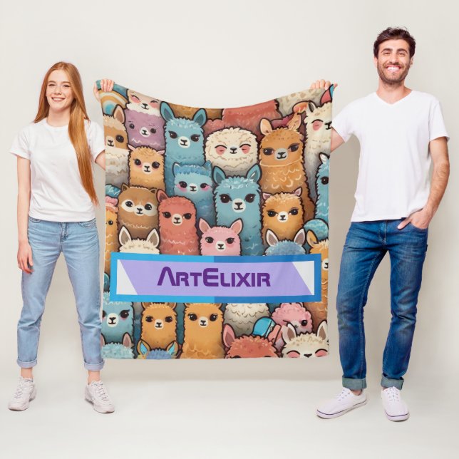 Couverture Polaire Beaucoup Alpaca Llama (En situation)