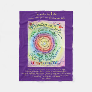 Couverture Polaire Beauté dans la vie Cancer Poème Chemo Fleece Blanc