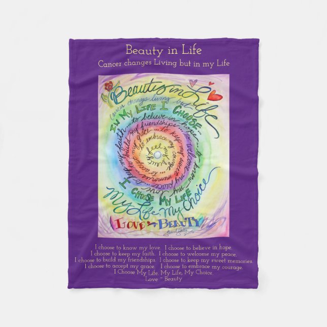 Couverture Polaire Beauté dans la vie Cancer Poème Chemo Fleece Blanc (Devant)