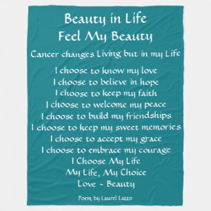Couverture Polaire Beauté dans la vie Cancer poème Fleece Chemo Blank