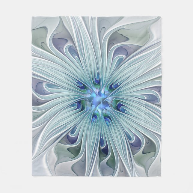 Couverture Polaire Beauté florale Abstraite moderne Blue Pastel Flowe (Devant)