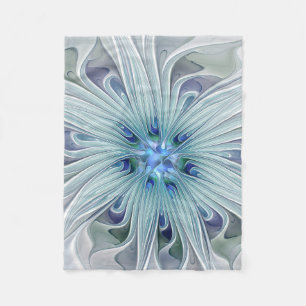 Couverture Polaire Beauté florale Abstraite moderne Blue Pastel Flowe
