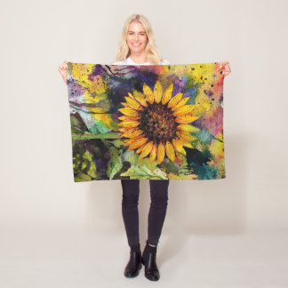 Couverture Polaire Beaux Tournesols En Aquarelle