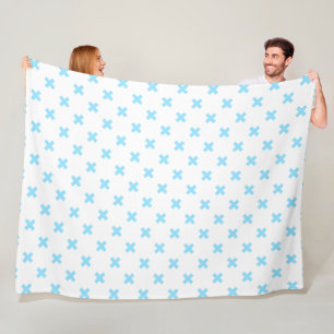Couverture Polaire Bébé bleu croix coutures sur blanc