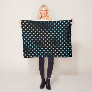 Couverture Polaire Bébé bleu polka croise sur noir