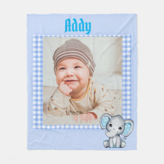 Couverture Polaire Bébé Garçon Blanche polaire avec photo 