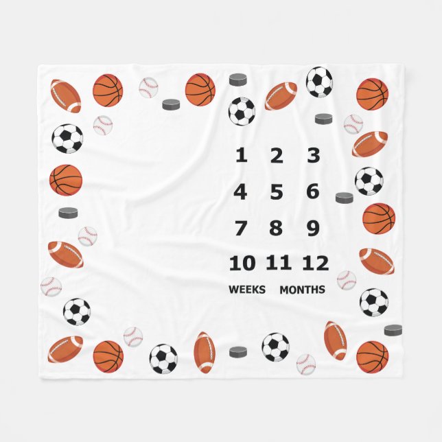 Couverture Polaire Bébé Jalon Blanche Sports Design (Devant (Horizontal))