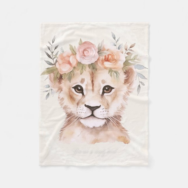 Couverture Polaire Bébé Lion Cub avec couronne de fleurs (Devant)