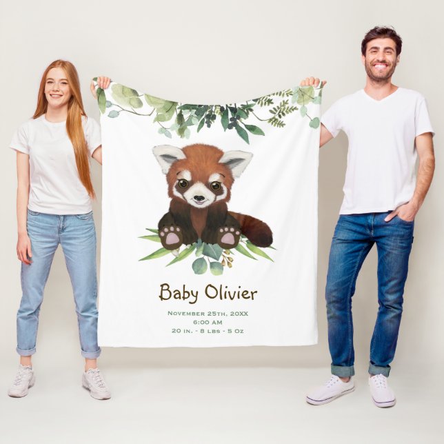 Couverture Polaire Bébé mignon Panda Rouge Ours Eucalyptus Personnali (En situation)