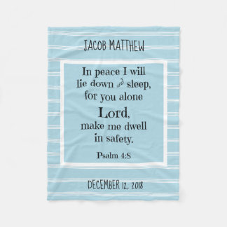 Couverture Polaire Bébé personnalisé, avec prière nocturne (Psaume 4: