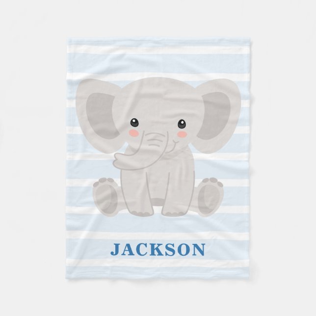 Couverture Polaire Bébé personnalisé par éléphant mignon (Devant)
