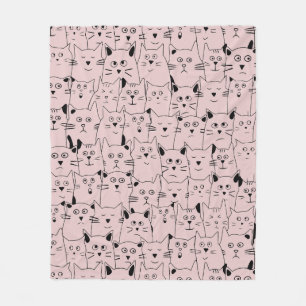 Couverture Polaire Bébé rose mignon Suspicious Kitties Chats Motif