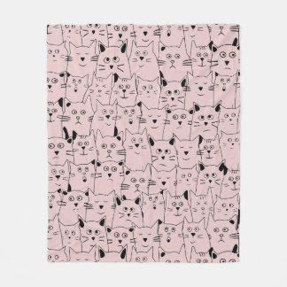 Couverture Polaire Bébé rose mignon Suspicious Kitties Chats Motif