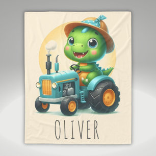 Couverture Polaire Bébé Trex dinosaure mignon conduisant un tracteur